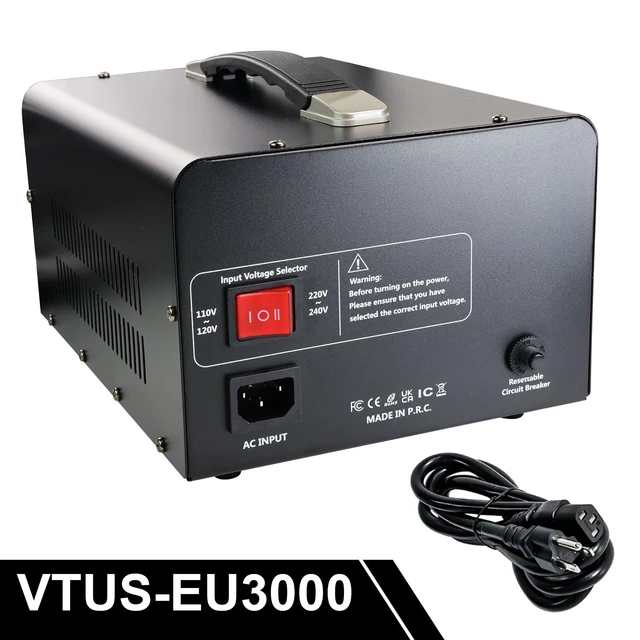 Alt view image 2 of 7 - 3000W Voltage Converter Transformer(110V to 220V,220V to 110V) Step Up/Down Converter 110/120 Volt - 220/240 Volt w/US Standard Power Cord,Circuit Breaker Protection (VTUS-EU3000)