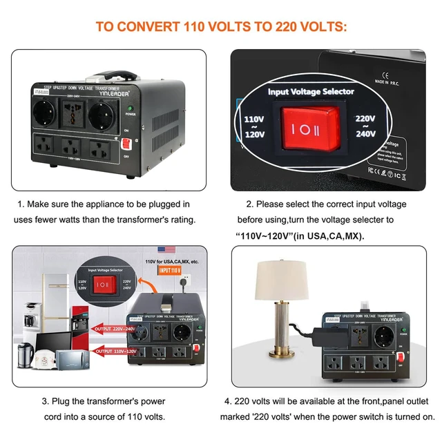 Alt view image 5 of 7 - 3000W Voltage Converter Transformer(110V to 220V,220V to 110V) Step Up/Down Converter 110/120 Volt - 220/240 Volt w/US Standard Power Cord,Circuit Breaker Protection (VTUS-EU3000)