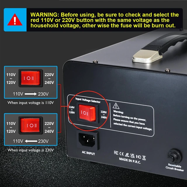 Alt view image 6 of 7 - 3000W Voltage Converter Transformer(110V to 220V,220V to 110V) Step Up/Down Converter 110/120 Volt - 220/240 Volt w/US Standard Power Cord,Circuit Breaker Protection (VTUS-EU3000)
