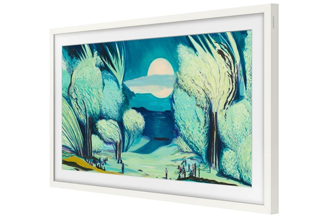 Alt view image 6 of 7 - 55-inch The Frame Customizable Bezel Modern White (VG-SCFA55WTBZA, 2021 Model)
