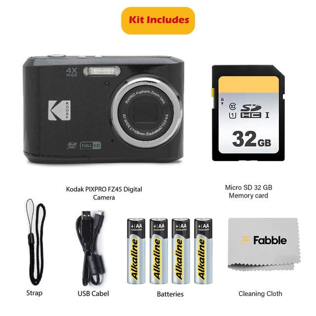 Alt view image 2 of 7 - PIXPRO FZ45 16MP Digital Camera with 4X Optical Zoom 27mm Wide Angle and 2.7" LCD Screen Bundle with 32GB SD Memory Card, AA Batteries (4 Pack), Lens Cleaning Cloth (Black)