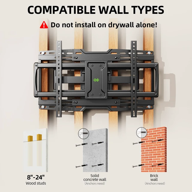 Alt view image 7 of 7 - Heavy Duty Full Motion Sliding TV Wall Mount for 42-97 Inch TVs up to 150 lbs, Wall Mount TV Bracket for Wood Studs 12/16/18/24 inch, Swivel & Tool-Free Tilt, Max VESA 600x400mm