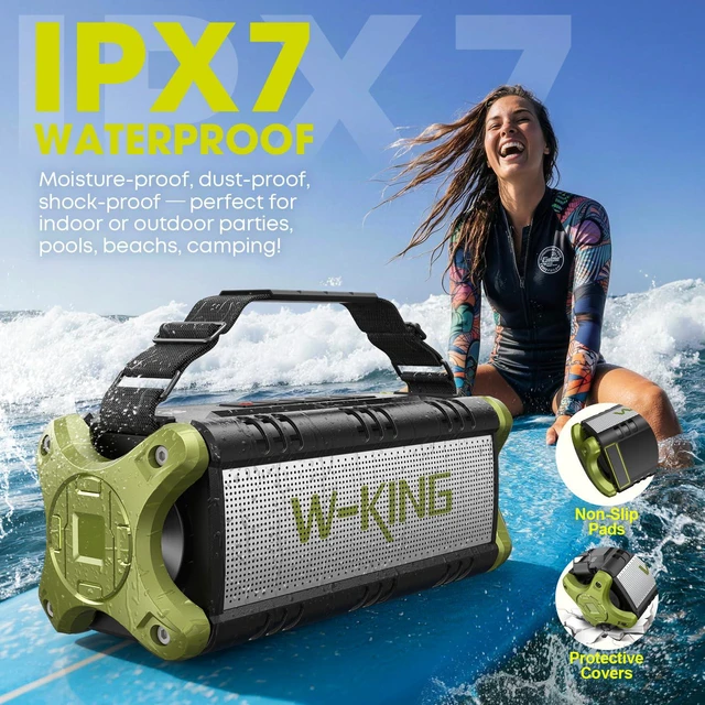 Alt view image 3 of 7 - Portable Speakers Bluetooth Wireless, Upgraded IPX7 Waterproof Outdoor Loud Bluetooth Speaker with 50W Deep Bass/105db Sound/40H/EQ/TF/AUX, Rugged Boombox Big Large Speaker for Beach/Camping/Jobsite