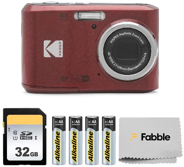 Main image of PIXPRO FZ45 16MP Digital Camera with 4X Optical Zoom 27mm Wide Angle and 2.7" LCD Screen Bundle with 32GB SD Memory Card, AA Batteries (4 Pack), Lens Cleaning Cloth (Red)
