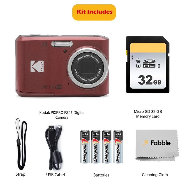Alt view image 2 of 7 - PIXPRO FZ45 16MP Digital Camera with 4X Optical Zoom 27mm Wide Angle and 2.7" LCD Screen Bundle with 32GB SD Memory Card, AA Batteries (4 Pack), Lens Cleaning Cloth (Red)