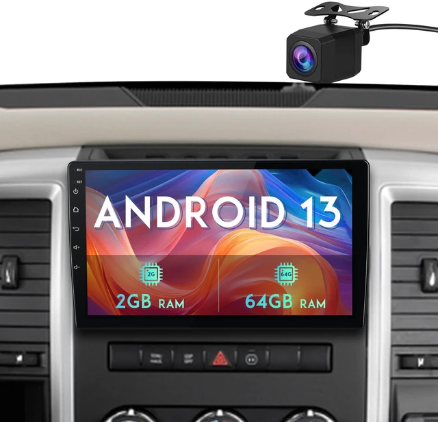 Main image of Car Stereo Radio for Jeep Wrangler JK 2007-2018 Dodge RAM 1500 Chrysler Compass Grand Cherokee, Android 13 2GB 64GB 10 Inch Touchscreen, Wireless CarPlay Android Auto, Backup Camera, FM AM WiFi RDS