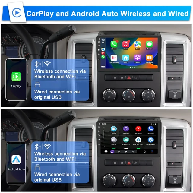 Alt view image 3 of 7 - Car Stereo Radio for Jeep Wrangler JK 2007-2018 Dodge RAM 1500 Chrysler Compass Grand Cherokee, Android 13 2GB 64GB 10 Inch Touchscreen, Wireless CarPlay Android Auto, Backup Camera, FM AM WiFi RDS