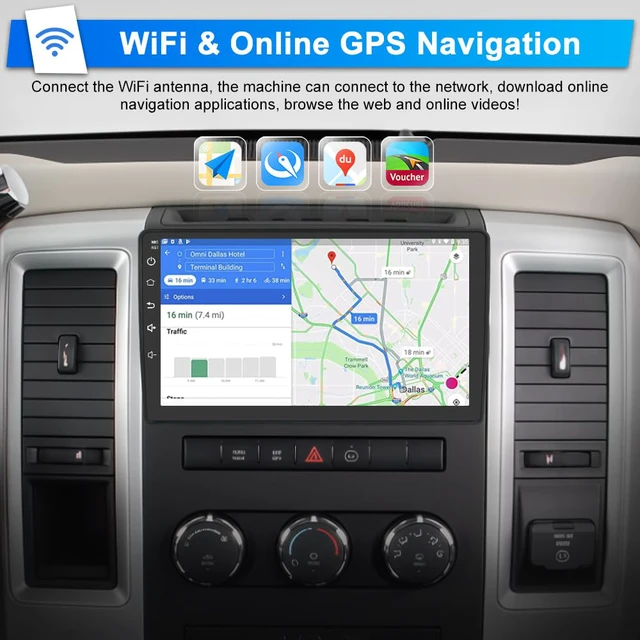 Alt view image 5 of 7 - Car Stereo Radio for Jeep Wrangler JK 2007-2018 Dodge RAM 1500 Chrysler Compass Grand Cherokee, Android 13 2GB 64GB 10 Inch Touchscreen, Wireless CarPlay Android Auto, Backup Camera, FM AM WiFi RDS