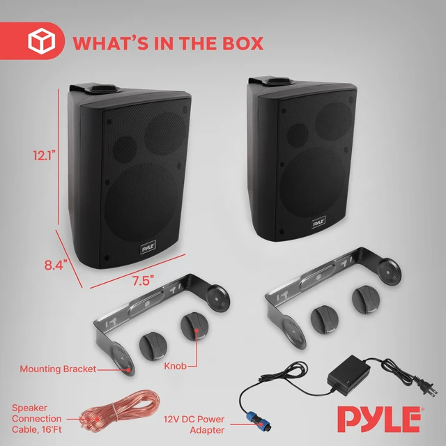 Alt view image 2 of 7 - 6.5-Inch Wall Mount Waterproof Bluetooth Speaker System Indoor/Outdoor Audio Pair with Built-in Digital Amplifier, Weather-Resistant Housing, High-Power Sound, Easy Installation (Black)
