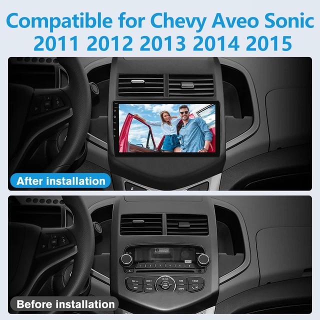 Alt view image 2 of 7 - 5G WIFI Car Radio Stereo for Chevy Aveo Sonic 2011 2012 2013 2014 2015 with Wireless Android Auto Carplay 2G+32G 9 inch Android 13 Touch Screen with SWC GPS Navigation DSP BT Free Backup Camera