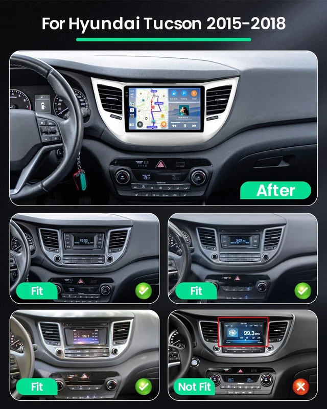 Alt view image 2 of 7 - 4+64G Android 15 Car Radio for Hyundai Tucson 2015 2016 2017 2018, 9" Touchscreen Car Stereo Wireless CarPlay Android Auto, 5GHz WiFi, Bluetooth 5.0, EQ, GPS, 1280 * 720, Backup Camera, SWC