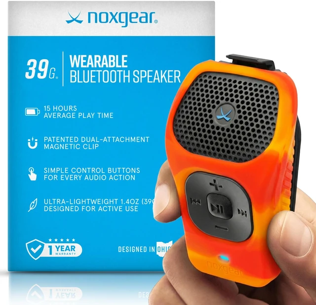 Main image of 39g Wearable Bluetooth Speaker, Magnetic Mini Clip-On EDC Gear, Waterproof Up to 15 Hours Playtime | Clip On Speaker, Wearable Speaker with Microphone, 100ft Range (Color: Fire)