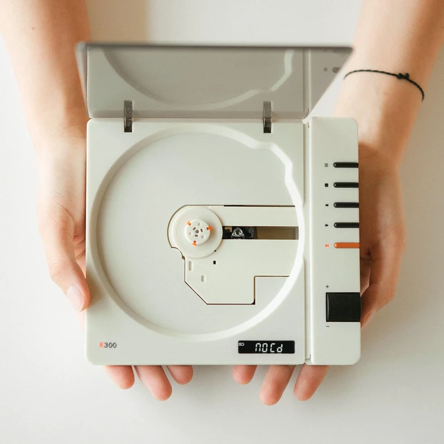 Alt view image 5 of 7 - R300 CD Player Bluetooth Portable Desktop Retro CD Player for Home Fiber Output No Built-in Speaker White Gift (White)