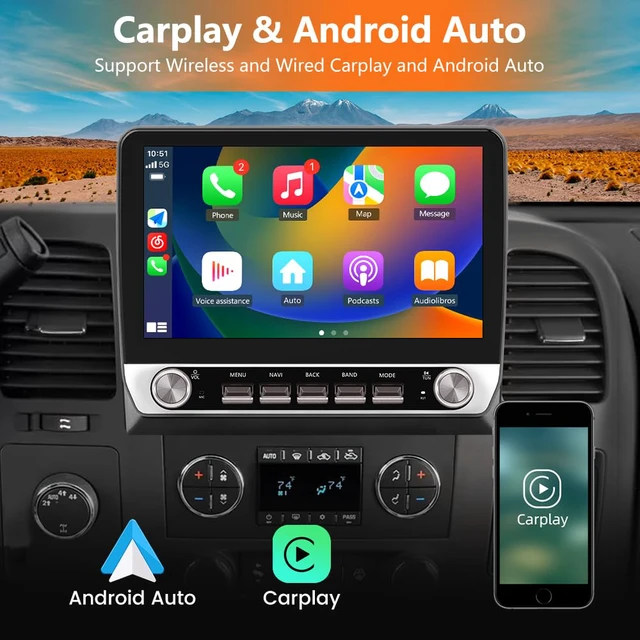 Alt view image 4 of 7 - 4Core 64GB ROM Car Radio Stereo for Chevy Chevrolet Silverado 2007-2013 Tahoe Equinox GMC Sierra Yukon with Android 13 CarPlay Android Auto Bluetooth FM/AM Backup Camera