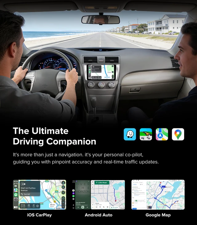 Alt view image 4 of 7 - QLED Linux Car Stereo for Toyota Camry 2007-2011, Wireless Apple CarPlay & Android Auto Touch Screen Radio, Plug and Play Dash Kit Replacement with AHD 1080P Backup Camera, Bluetooth, SWC, AM/FM