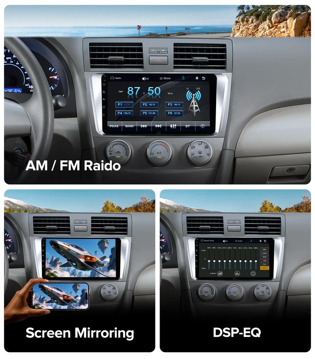 Alt view image 7 of 7 - QLED Linux Car Stereo for Toyota Camry 2007-2011, Wireless Apple CarPlay & Android Auto Touch Screen Radio, Plug and Play Dash Kit Replacement with AHD 1080P Backup Camera, Bluetooth, SWC, AM/FM