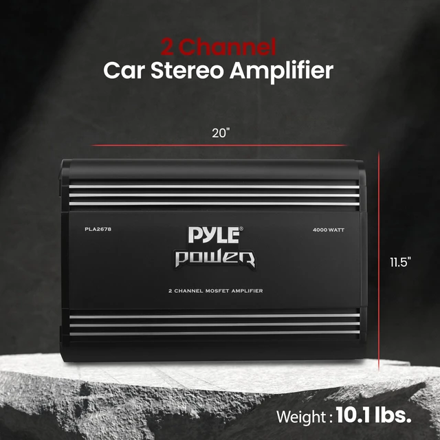 Alt view image 2 of 7 - 2 Channel Car Stereo Amplifier - 4000W Dual Channel Bridgeable High Power MOSFET Audio Sound Auto Small Speaker Amp Box w/ Crossover, Bass Boost Control, Silver Plated RCA Input Output - PLA2678
