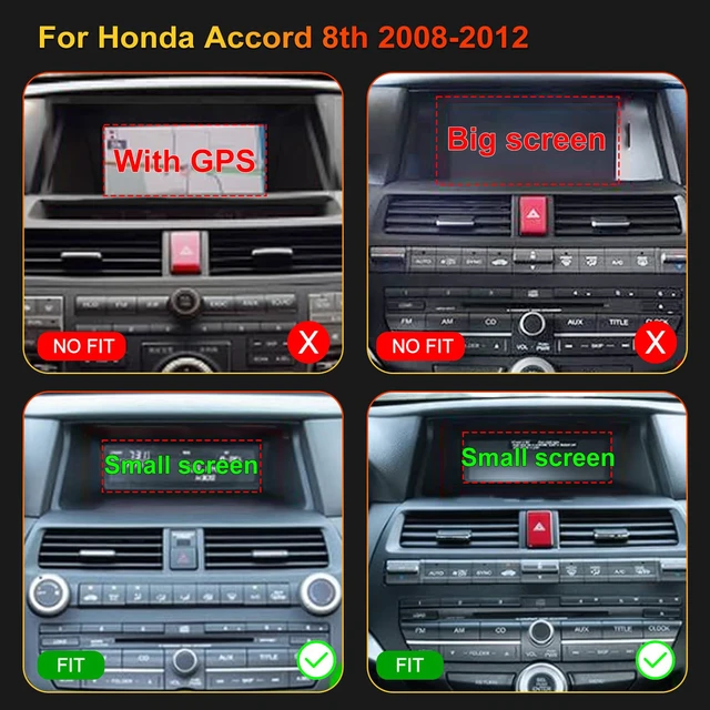 Alt view image 2 of 7 - 4G+64G 5GWiFi Upgrade Car Radio for Honda Accord 2008-2012 8th Gen, 10inch Touch Screen Stereo, Wireless Carplay Android Auto Bluetooth GPS FM DSP Camera, Only Fit for Original Car with Small Screen