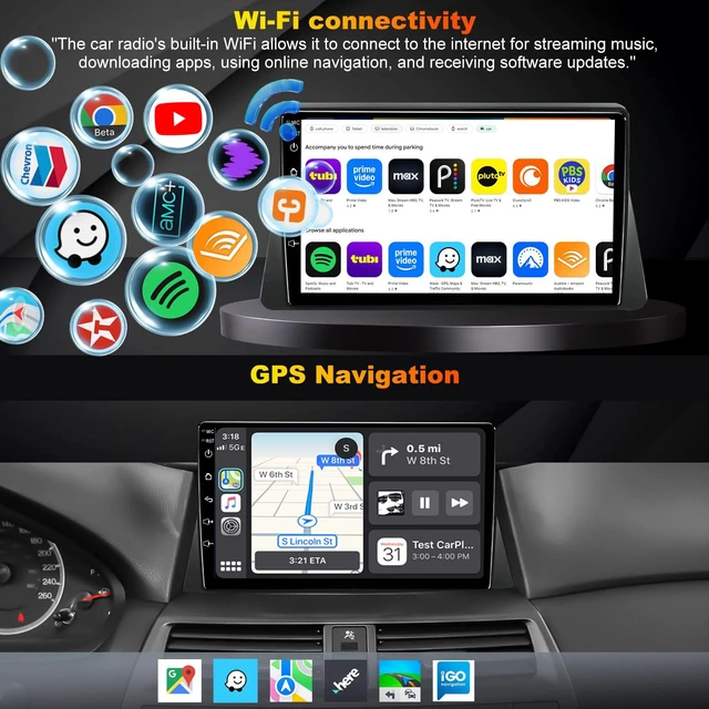 Alt view image 4 of 7 - 4G+64G 5GWiFi Upgrade Car Radio for Honda Accord 2008-2012 8th Gen, 10inch Touch Screen Stereo, Wireless Carplay Android Auto Bluetooth GPS FM DSP Camera, Only Fit for Original Car with Small Screen