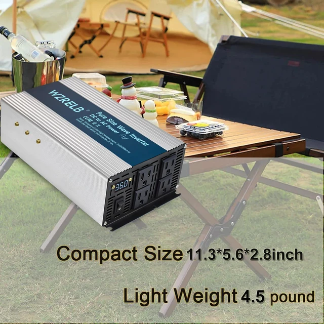 Alt view image 7 of 7 - 1800W Pure Sine Wave Inverter 12V DC to 110V 120V AC,Car Power Inverter with 4 AC Outlets, LED Display,Off-Grid Portable Power Converter for Home, RV, Truck, Camping