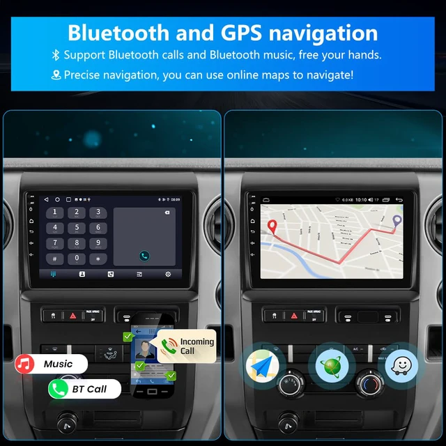 Alt view image 5 of 7 - Car Radio for Ford F150 2009-2012, 2GB RAM+64GB ROM, Wireless CarPlay/Android Auto, SWC, Backup Camera HD, Manual AC Only, 9" Touch Screen Stereo with GPS, WiFi, Bluetooth, DSP, FM Radio