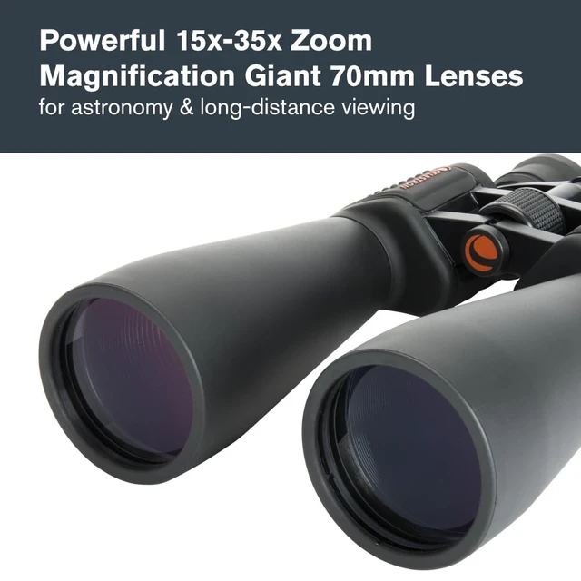 Alt view image 3 of 7 - SkyMaster 15-35x70 Zoom Binoculars Powerful Long-Range Binoculars for Astronomy & Outdoor Use High Magnification up to 35x Includes Tripod Adapter & Case