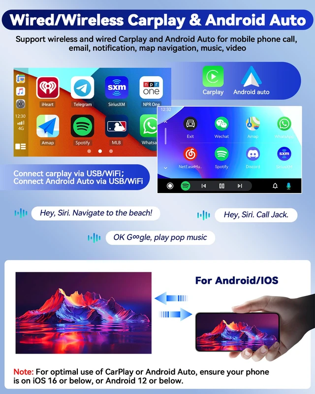 Alt view image 3 of 7 - for Hyundai Accent Verna Solaris 2010-2016 Android 15 Car Radio, 2+64G Wireless Carplay/Android Auto 9" IPS Touch Screen Car Stereo with Bluetooth/GPS Navi WiFi +AHD Backup Camera+MIC