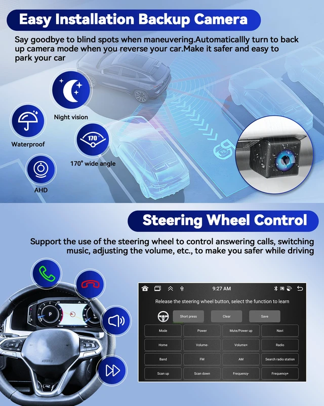 Alt view image 6 of 7 - for Hyundai Accent Verna Solaris 2010-2016 Android 15 Car Radio, 2+64G Wireless Carplay/Android Auto 9" IPS Touch Screen Car Stereo with Bluetooth/GPS Navi WiFi +AHD Backup Camera+MIC