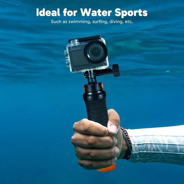 Alt view image 6 of 7 - Brave 4 Pro Action Camera with Waterproof Floating Hand Grip Bundle - 4K30 20MP Ultra Hd EIS 131ft Underwater Camera 5xZoom Touch Screen WiFi Remote Control with Helmet Carry Bag Accessories Kit