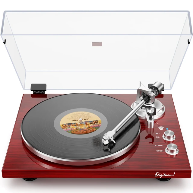 Main image of Belt Drive Turntable for Vinyl Record Player, Bluetooth Output, Built-in Phono Preamp, USB Digital Output, Magnetic Cartridge, 33/45 RPM, High-Gloss Wood Design, No Built-in Speakers(Red)
