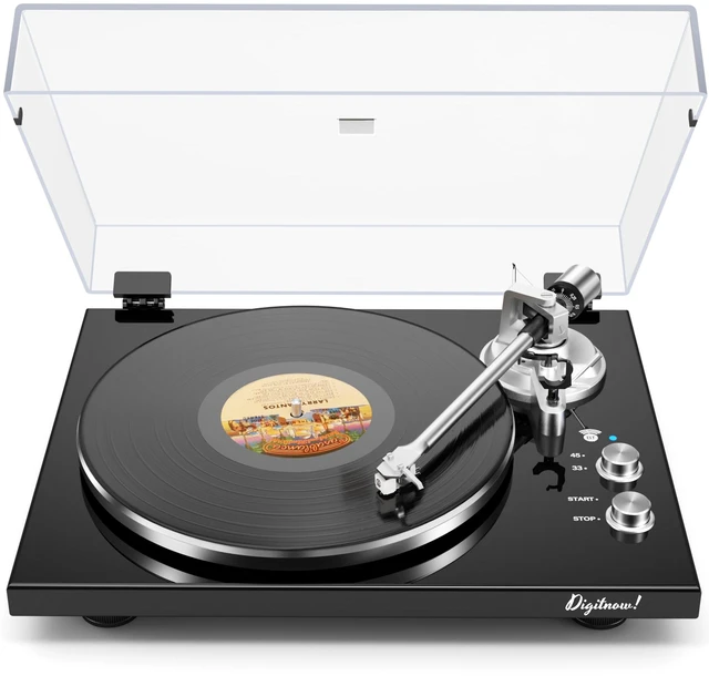 Main image of Belt Drive Turntable for Vinyl Record Player, Bluetooth Output, Built-in Phono Preamp, USB Digital Output, Magnetic Cartridge, 33/45 RPM, High-Gloss Wood Design, No Built-in Speakers