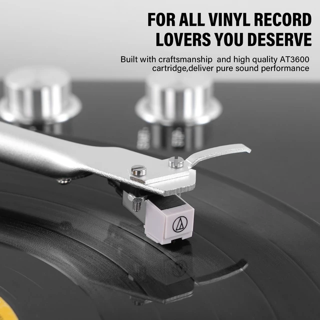 Alt view image 4 of 7 - Belt Drive Turntable for Vinyl Record Player, Bluetooth Output, Built-in Phono Preamp, USB Digital Output, Magnetic Cartridge, 33/45 RPM, High-Gloss Wood Design, No Built-in Speakers