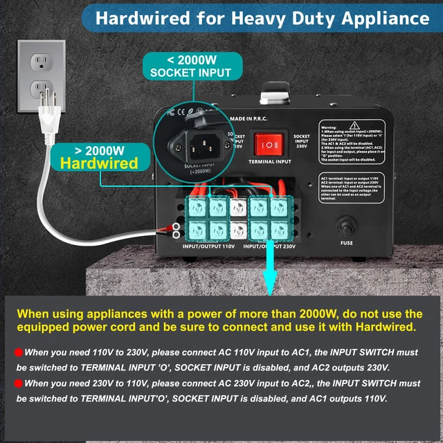 Alt view image 3 of 7 - 5000W PRO Voltage Transformer Converter Step Up/Down AC 110V/120V to 220V/240V or 220V/240V to 110V/120V Power Converter w/US Standard Power Cord,Circuit Breaker Protection