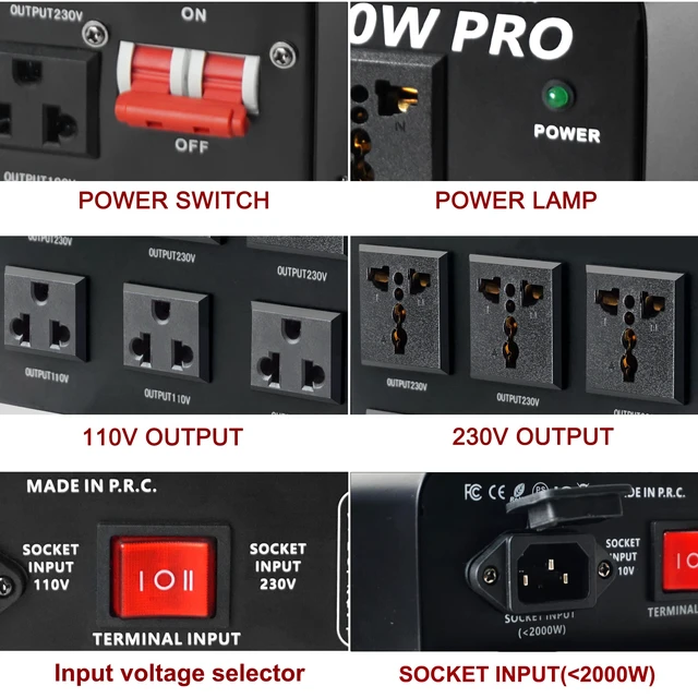 Alt view image 4 of 7 - 5000W PRO Voltage Transformer Converter Step Up/Down AC 110V/120V to 220V/240V or 220V/240V to 110V/120V Power Converter w/US Standard Power Cord,Circuit Breaker Protection