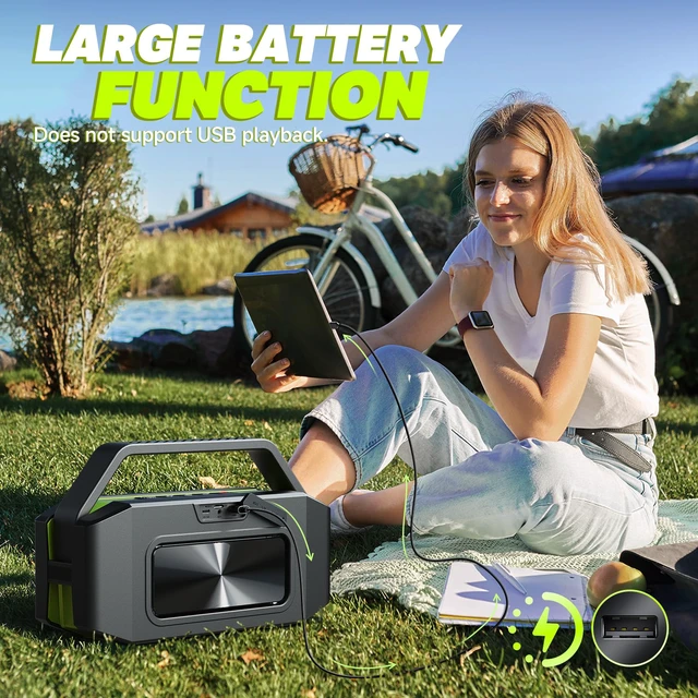 Alt view image 7 of 7 - Portable Bluetooth Speaker 100W(Peak) Loud with Deep Bass, IPX6 Waterproof Speakers Bluetooth Wireless, 60W Ex-large Passive Radiator/40H/EQ/Dual Pairing/TF/AUX, Party Big Large Outdoor Boombox