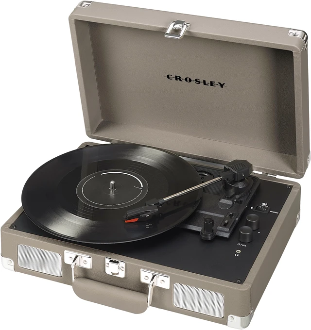 Alt view image 7 of 7 - CR8005F-TE Cruiser Plus Vintage 3-Speed Bluetooth in/Out Suitcase Vinyl Record Player Turntable, Taupe