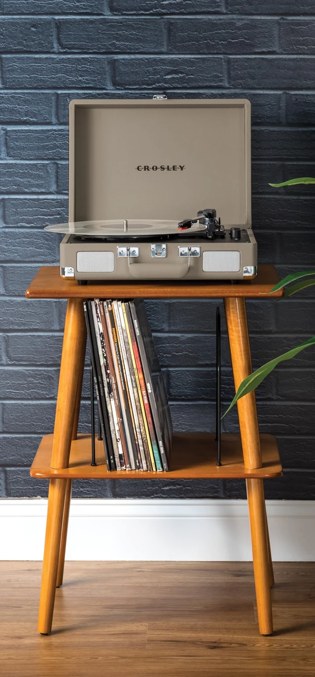 Alt view image 6 of 7 - CR8005F-TE Cruiser Plus Vintage 3-Speed Bluetooth in/Out Suitcase Vinyl Record Player Turntable, Taupe