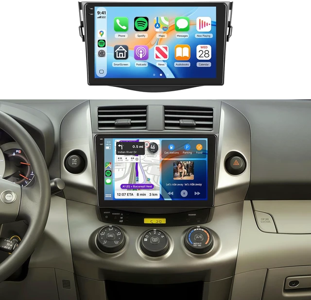 Main image of 4G+128G Car Radio Stereo for Toyota RAV4 2007-2011, 9inch HD in-Cell Touch Screen/Android 15/Wireless CarPlay/Android Auto/GPS/WiFi/5.0Bluetooth/FM/RDS/SWC/AHD Backup Camera