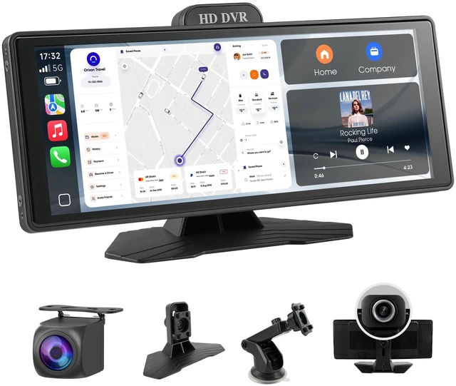 Main image of Portable Car Stereo,HD Touchscreen for All Vehicles,with Apple CarPlay & Android Auto with Backup Camera/Mirror Link/Voice Control/Bluetooth/GPS/AUX/FM Satellite Radio (10.26 inch)
