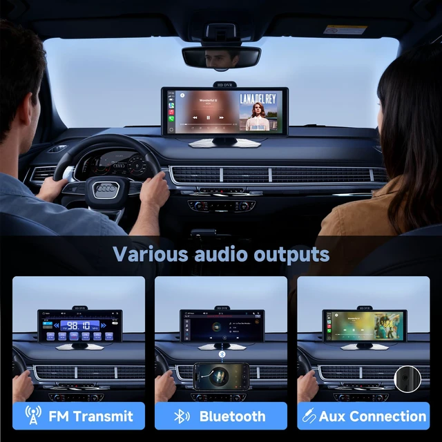 Alt view image 4 of 7 - Portable Car Stereo,HD Touchscreen for All Vehicles,with Apple CarPlay & Android Auto with Backup Camera/Mirror Link/Voice Control/Bluetooth/GPS/AUX/FM Satellite Radio (10.26 inch)
