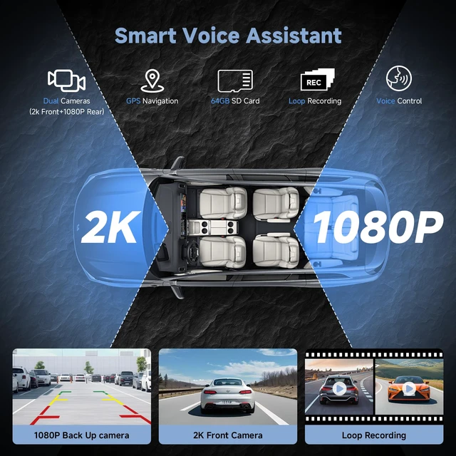 Alt view image 5 of 7 - Portable Car Stereo,HD Touchscreen for All Vehicles,with Apple CarPlay & Android Auto with Backup Camera/Mirror Link/Voice Control/Bluetooth/GPS/AUX/FM Satellite Radio (10.26 inch)