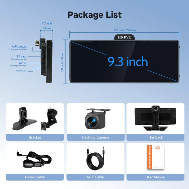 Alt view image 7 of 7 - Portable Car Stereo,HD Touchscreen for All Vehicles,with Apple CarPlay & Android Auto with Backup Camera/Mirror Link/Voice Control/Bluetooth/GPS/AUX/FM Satellite Radio (10.26 inch)