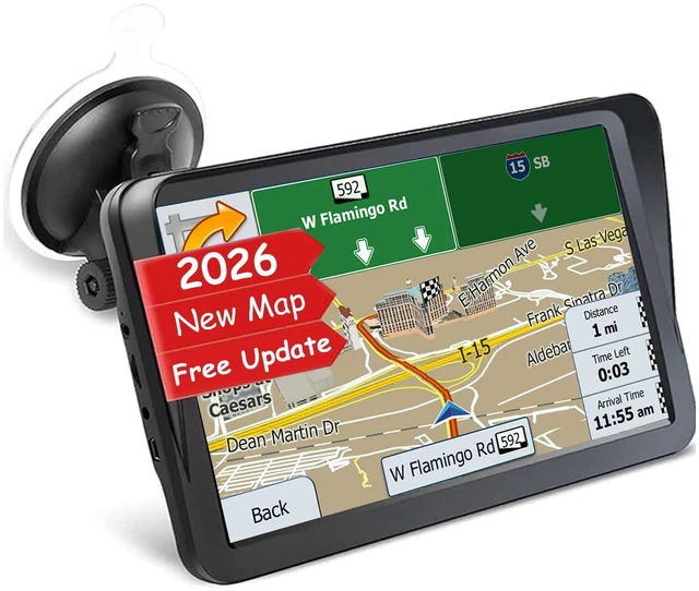 Main image of GPS Navigator for Car Truck RV, 9 Inch Touch Screen Latest 2026 Map, Real Voice Spoken Turn-by-Turn Direction Reminding Navigation System, Vehicle GPS with Speed and Red Light Warning, FM