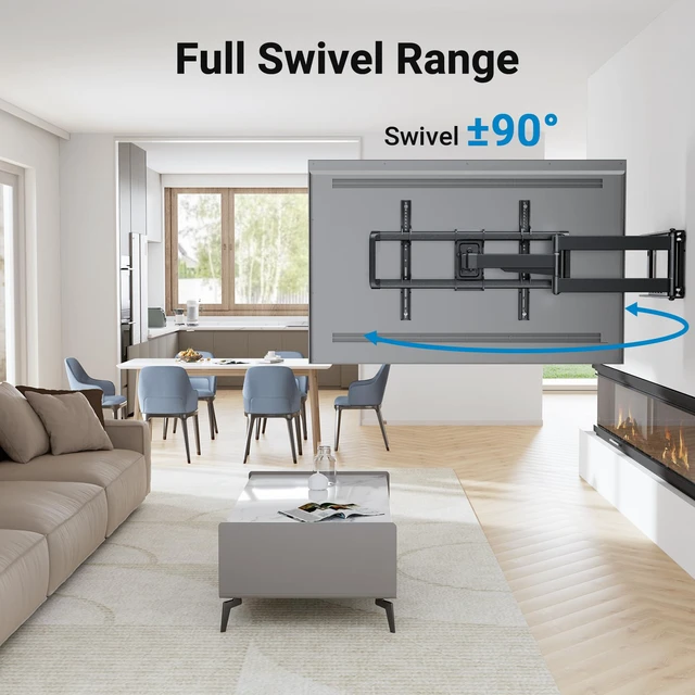 Alt view image 3 of 7 - Long Arm TV Wall Mount Full Motion for 37-75 inch TVs, Corner TV Mount Bracket with 27.36-inch Articulating Long Extension Arm, Swivel&Tilt, Max VESA 600x400mm up to 110lbs, 16" Wood Stud