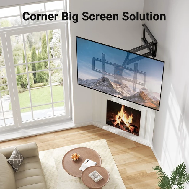 Alt view image 5 of 7 - Long Arm TV Wall Mount Full Motion for 37-75 inch TVs, Corner TV Mount Bracket with 27.36-inch Articulating Long Extension Arm, Swivel&Tilt, Max VESA 600x400mm up to 110lbs, 16" Wood Stud
