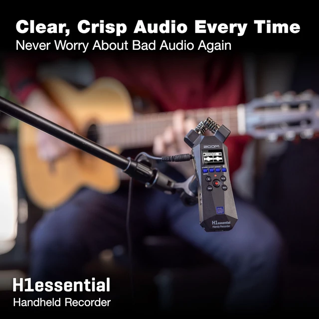 Alt view image 2 of 7 - H1 Essential Handheld Recorder for Musicians, Podcasters & Filmmakers with Stereo Microphones, 32-Bit Float, USB Microphone Mode