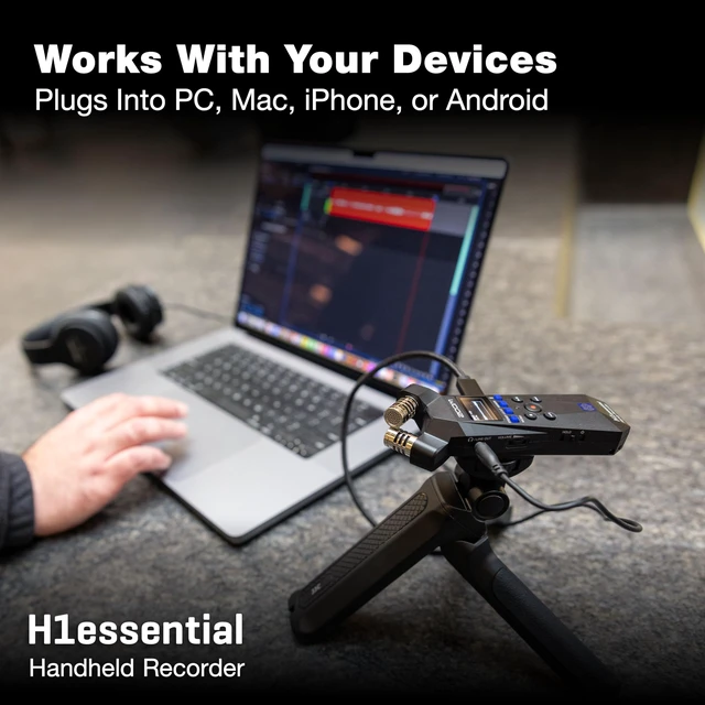 Alt view image 4 of 7 - H1 Essential Handheld Recorder for Musicians, Podcasters & Filmmakers with Stereo Microphones, 32-Bit Float, USB Microphone Mode