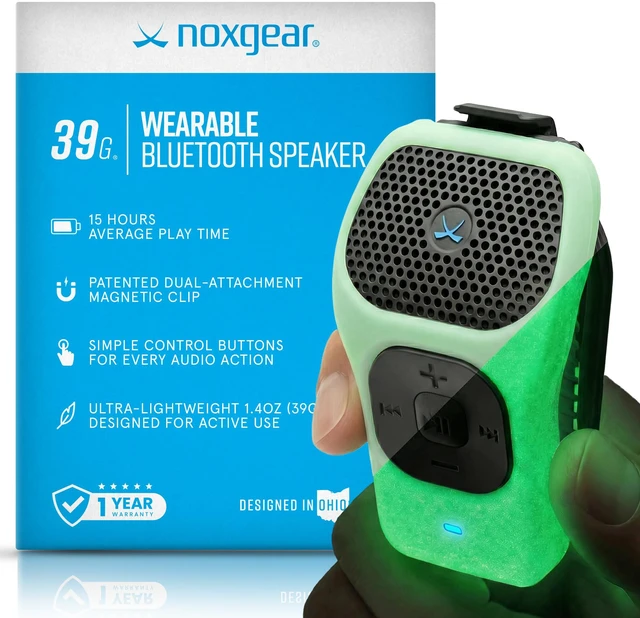 Main image of 39g Wearable Bluetooth Speaker, Magnetic Mini Clip-On EDC Gear, Waterproof Up to 15 Hours Playtime | Clip On Speaker, Wearable Speaker with Microphone, 100ft Range (Color: Glow)