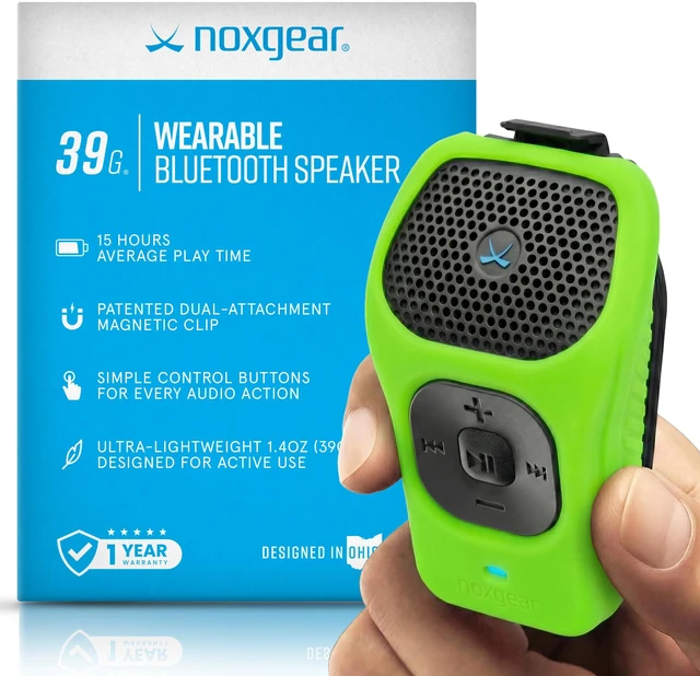Main image of 39g Wearable Bluetooth Speaker, Magnetic Mini Clip-On EDC Gear, Waterproof Up to 15 Hours Playtime | Clip On Speaker, Wearable Speaker with Microphone, 100ft Range (Color: Bright Green)
