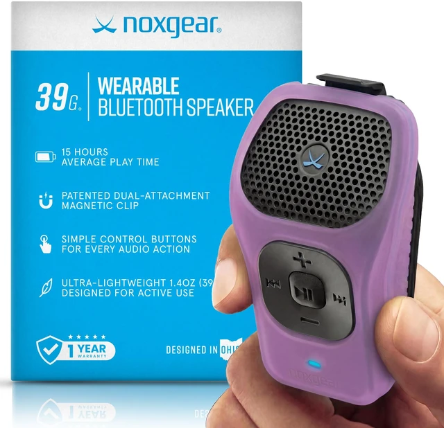 Main image of 39g Wearable Bluetooth Speaker, Magnetic Mini Clip-On EDC Gear, Waterproof Up to 15 Hours Playtime | Clip On Speaker, Wearable Speaker with Microphone, 100ft Range (Color: Lilac)